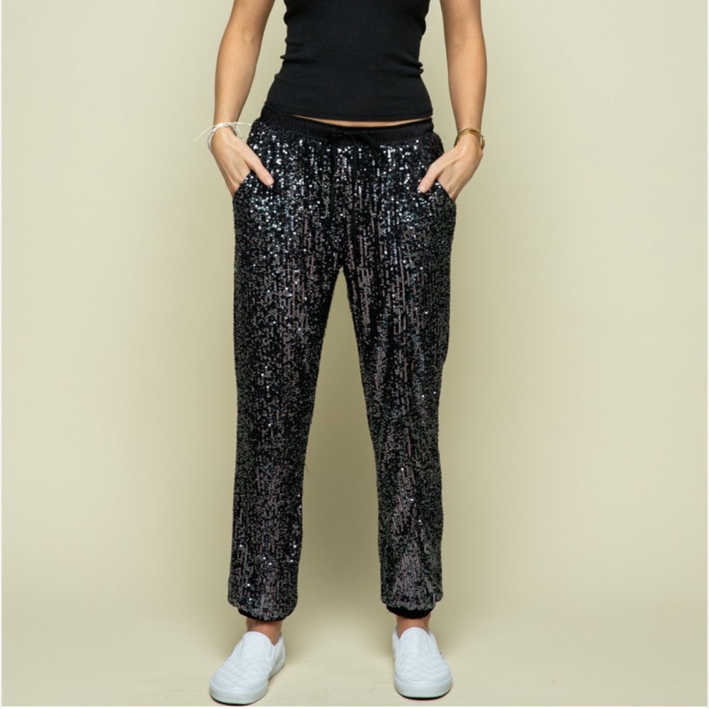 Midnight Sequin Joggers - Picture 3 of 10